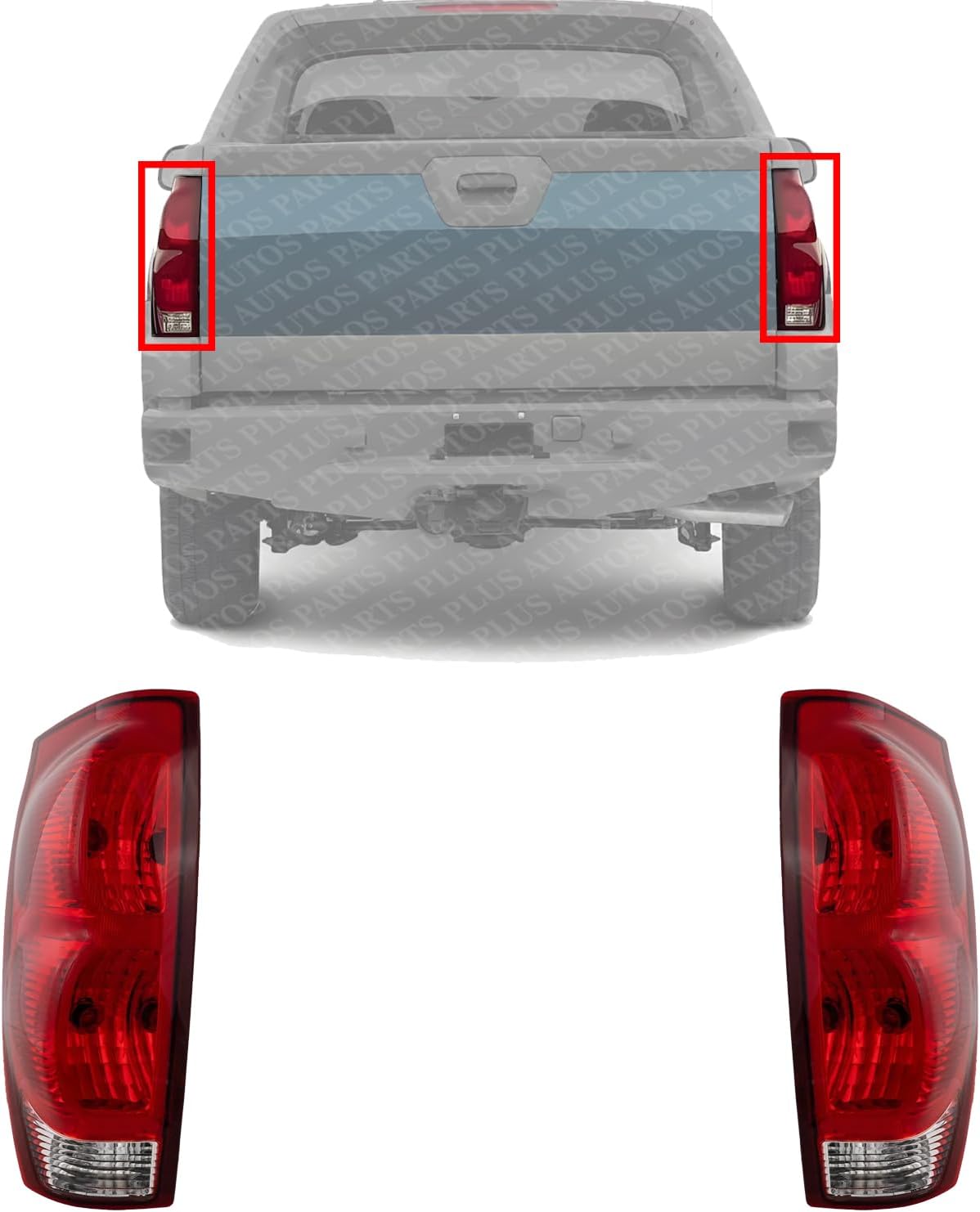 Set Of 2 Tail Light Assembly Right Passenger & Left Driver Side Direct Replacement Compatible With 2002-2006 Chevrolet Avalanche GM2801153 GM2800153 15092493 15771437