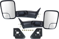 Set OF 2 Front Towing Mirror Manual Adjust Non-Heated Textured Left Driver And Right Passenger Side Direct Replacement Compatible With 1994-2001 Dodge Ram 1500/1994-2002 2500 3500