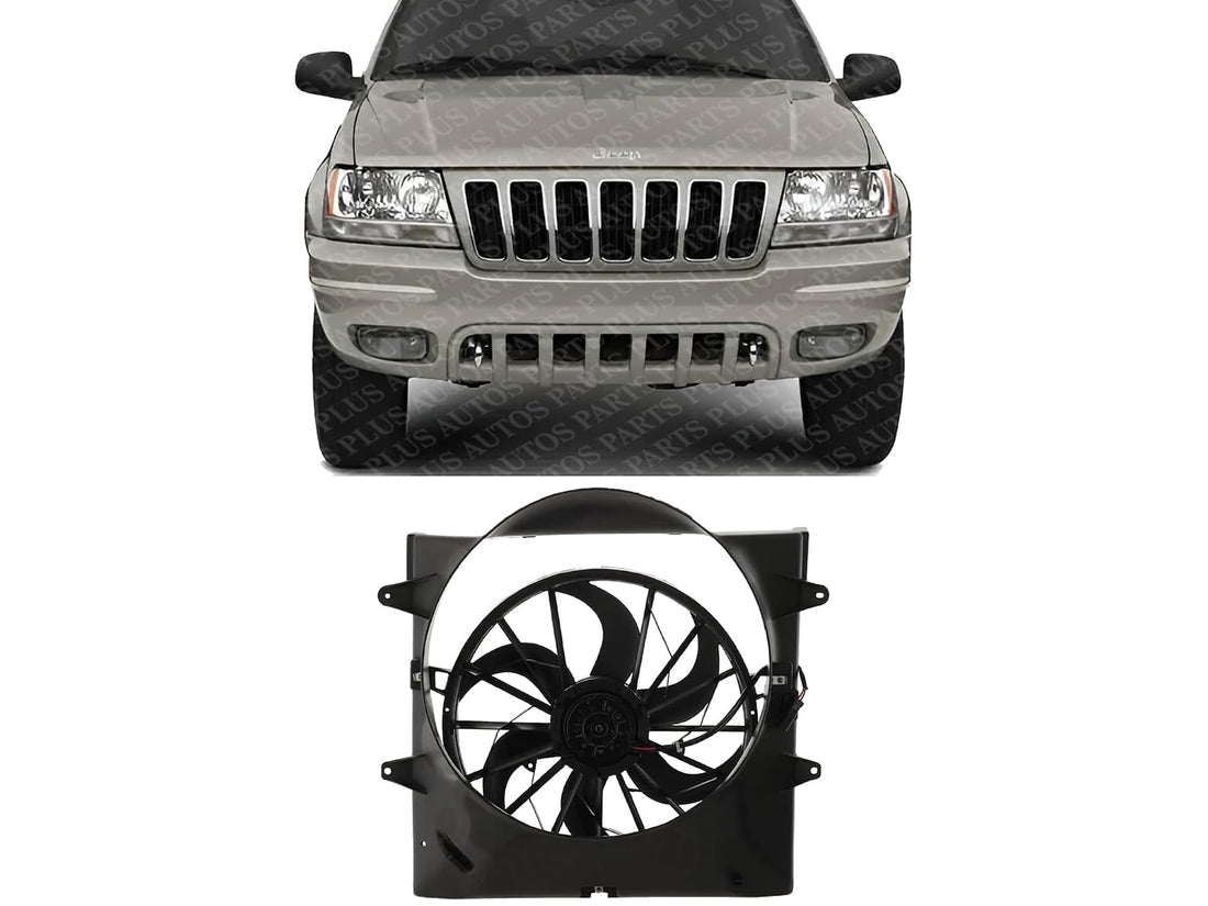 Front Radiator Cooling Fan Assembly Plastic Direct Replacement Compatible with 1999-2003 Jeep Grand Cherokee CH3115110 52079489AB-PFM 52079528AB