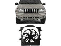 Front Radiator Cooling Fan Assembly Plastic Direct Replacement Compatible with 1999-2003 Jeep Grand Cherokee CH3115110 52079489AB-PFM 52079528AB