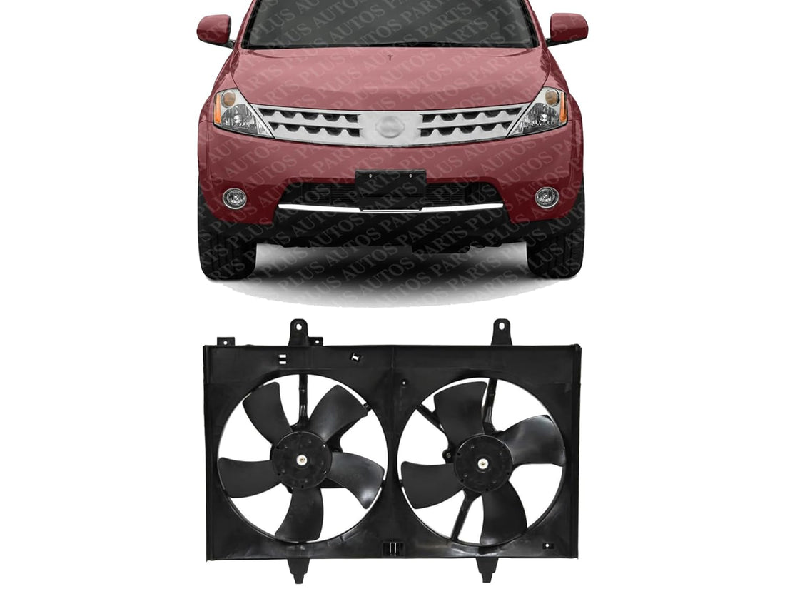 Front Radiator Dual Cooling Fan Assembly Plastic Direct Replacement Compatible with 2003-2007 Nissan Murano NI3115124 21481CA00B