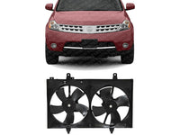 Front Radiator Dual Cooling Fan Assembly Plastic Direct Replacement Compatible with 2003-2007 Nissan Murano NI3115124 21481CA00B