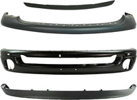 Front Bumper Primed + Upper Cover + Step Pad Molding + Lower Valance Air Dam Direct Replacement Compatible With 2002-2005 Dodge Ram 1500 2500 3500 CH1000338 CH1090125 CH1002377
