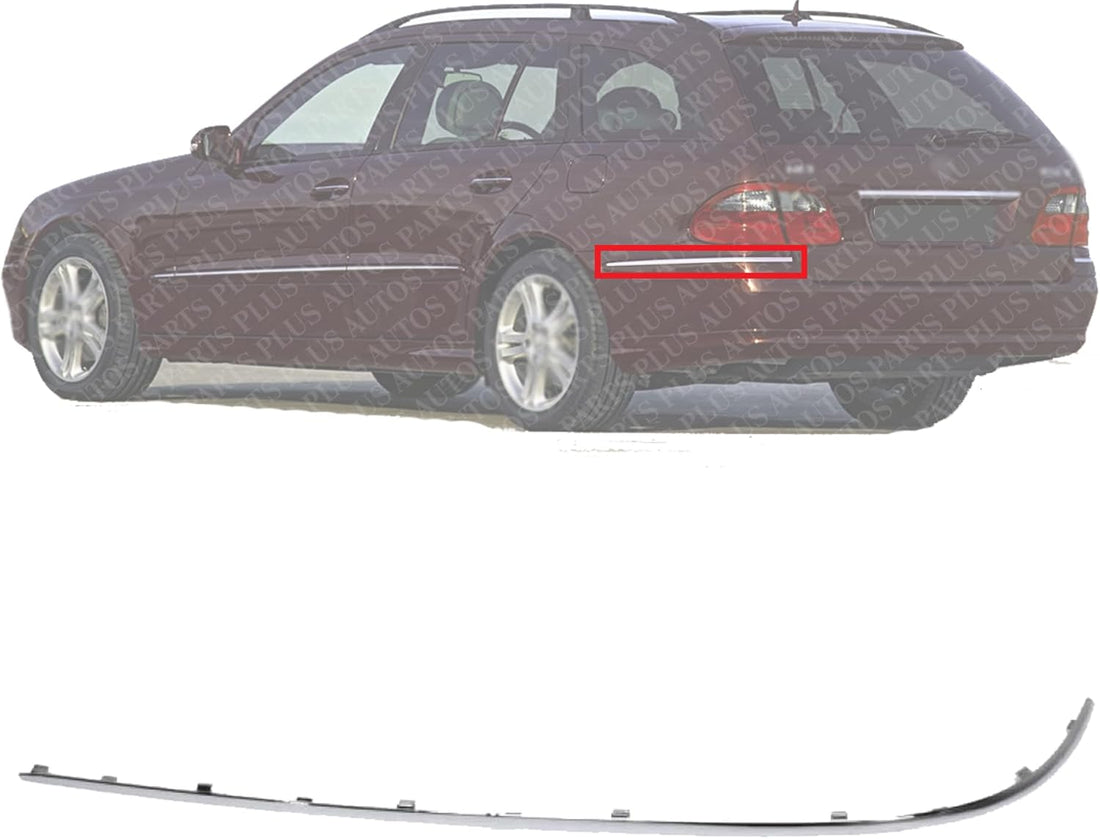 Rear Bumper Outer Impact Strip Molding Chrome Left Driver Side Direct Replacement Compatible with 2003-2006 Mercedes Benz E-Class 21188003129744