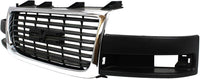 Front Grille Chrome Shell/Painted Black Insert Direct Replacement Compatible With 2003-2023 GMC Savana 1500 2500 3500 GM1200532 84689071