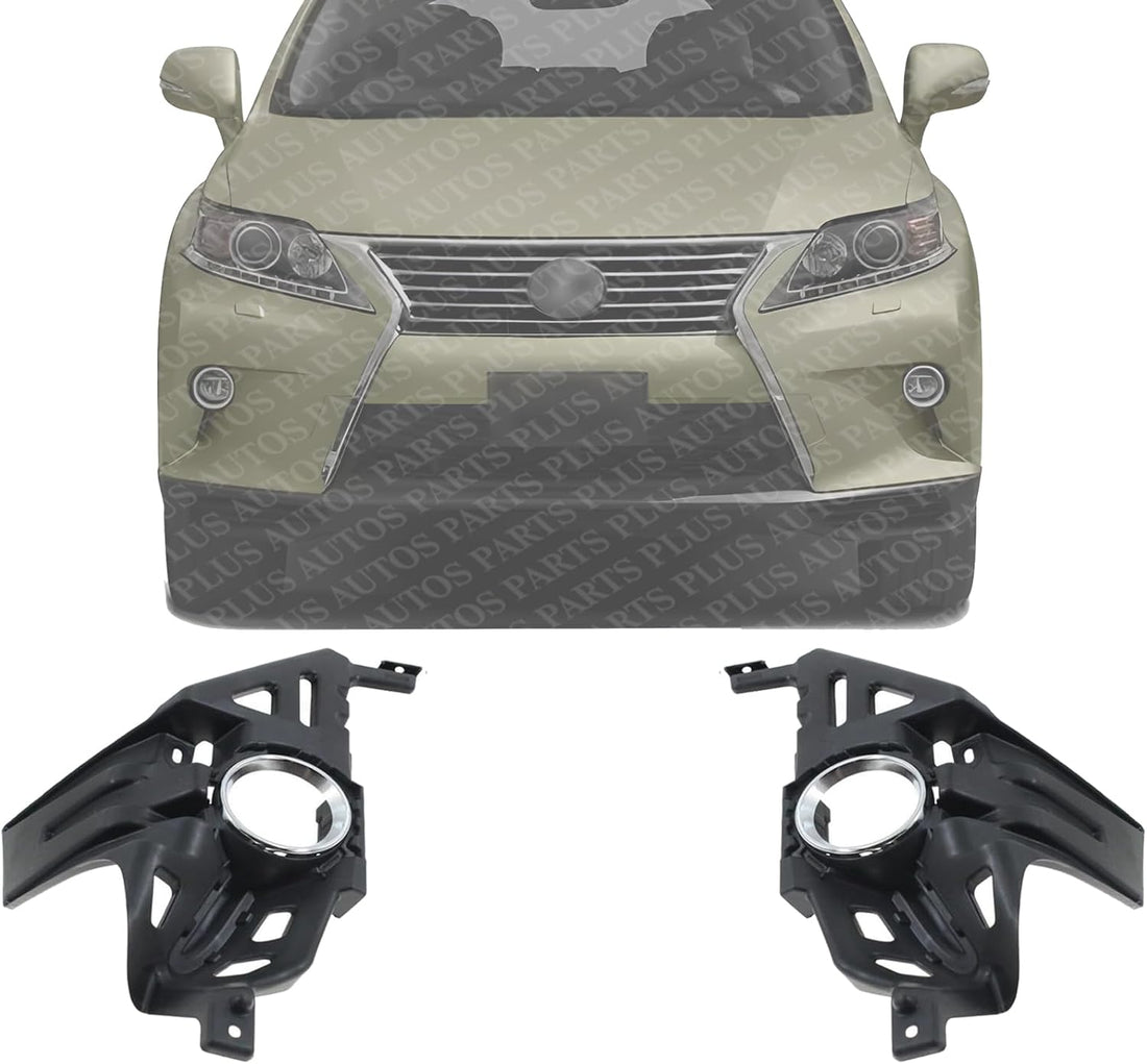 Set Of 2 Front Fog Light Bracket Plastic Left Driver & Right Passenger Side Direct Replacement Compatible With 2013-2015 Lexus RX350 / RX450h LX2603108 LX2602108