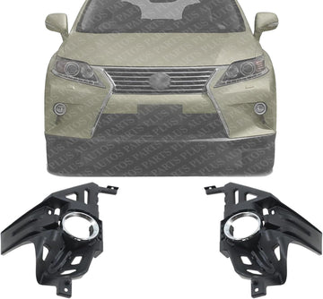 Set Of 2 Front Fog Light Bracket Plastic Left Driver & Right Passenger Side Direct Replacement Compatible With 2013-2015 Lexus RX350 / RX450h LX2603108 LX2602108