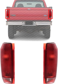 Set Of 2 Tail Light Lens And Housing Right Passenger & Left Driver Side Direct Replacement Compatible With 1990-1997 Ford F-150 F-250 F-350/1990-1996 Bronco FO2800106 FO2801105