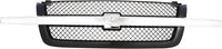 Bumper Chrome Steel + Grille Primed + Upper Cover + Lower Valance Textured with Fog Lights Holes Direct Replacement For Chevrolet Silverado 1500 / Avalanche 2003-2006