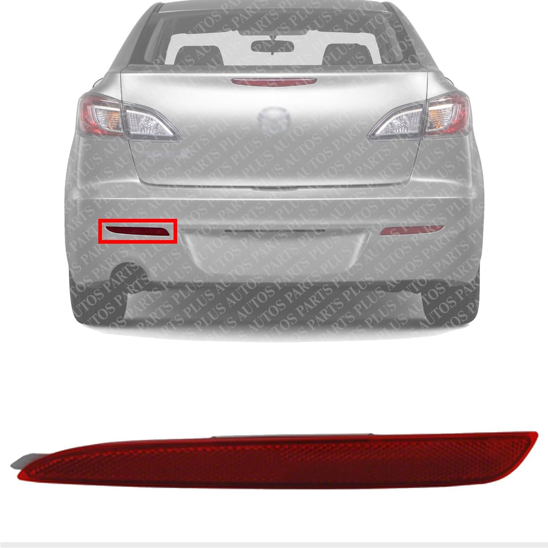 Rear Bumper Face Bar Reflector Left Driver Side Direct Replacement Compatible With 2010-2013 Mazda 3 MA2830100 BBM4515M0C