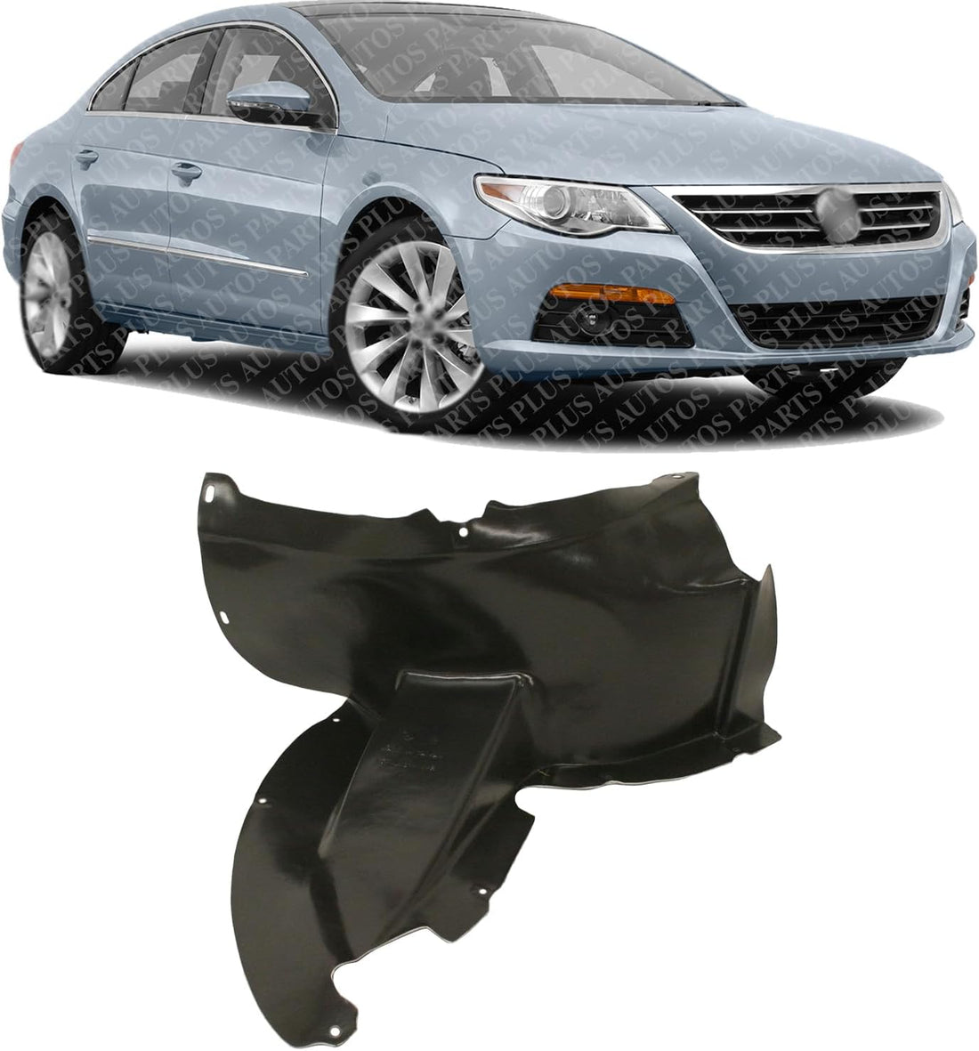 Front Section Fender Liner Right Passenger Side Direct Replacement Compatible With 2009-2012 Volkswagen Passat CC VW1249111 3C8805912A9B9