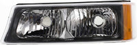 Front Grille With Chrome Center Bar + Headlights + Signal Lights + Brackets Left & Right Side Direct Replacement Compatible With 2003-2006 Chevrolet Silverado 1500 2500 GM1200489