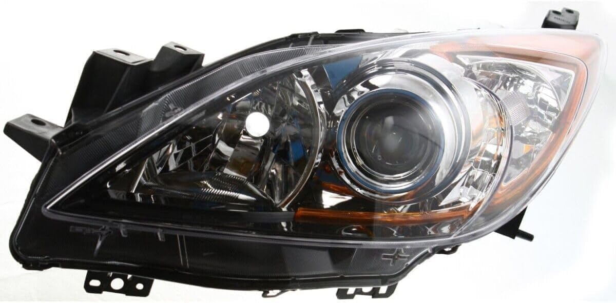 Set Of 2 Front Head Light Assembly Plastic Lens And Housing Left Driver & Right Passenger Side Direct Replacement Compatible With 2010-2013 Mazda 3 MA2518130 MA2519130