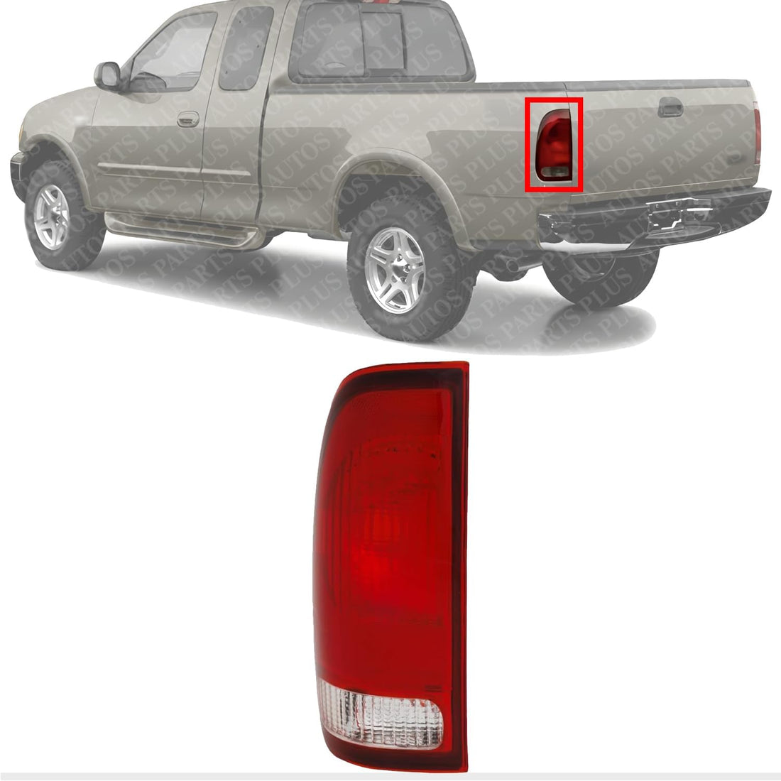 Tail Light Lens And Housing Left Driver Side Direct Replacement Compatible With 1997-2003 Ford F-150/1999-2007 Ford F-Series Super Duty FO2800117 F85Z13405CA