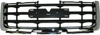 Front Bumper + Grille Chrome Shell With Painted Black Insert + Upper Cover Primed + Bracket + Lower Valance Textured Direct Replacement Compatible With 2007-2013 GMC Sierra 1500