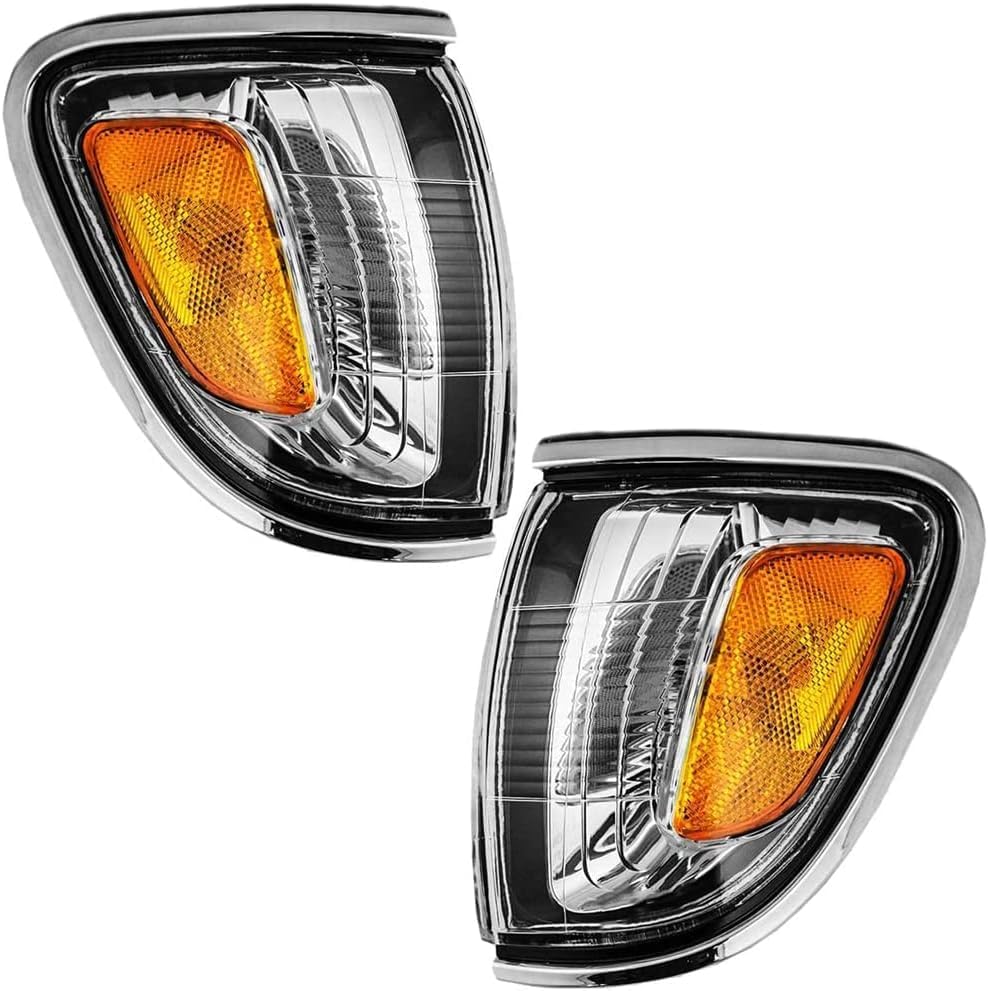 Front Reinforcement Steel + Filler Primed + Corner Lights Assembly Left Driver & Right Passenger Side Direct Replacement Compatible With 2001-2004 Toyota Tacoma TO1089108 TO1088108