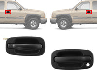 Set of 2 Front Exterior Door Handle Smooth Black Left Driver & Right Passenger Side Direct Replacement Compatible with 1999-2006 Chevrolet Silverado/GMC Sierra GM1311131 GM1310140