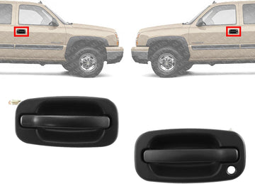 Set of 2 Front Exterior Door Handle Smooth Black Left Driver & Right Passenger Side Direct Replacement Compatible with 1999-2006 Chevrolet Silverado/GMC Sierra GM1311131 GM1310140