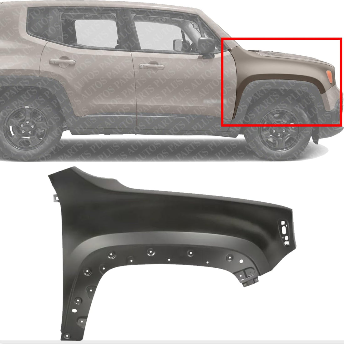 Front Fender Primed Steel Right Passenger Side Direct Replacement Compatible With 2015-2023 Jeep Renegade CH1241284 68307086AA
