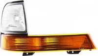 Front Header Panel Thermoplastic And Fiberglass + Headlights Assembly + Corner Lamps Left Driver & Right Passenger Side Direct Replacement Compatible With 1998-2000 Ford Ranger