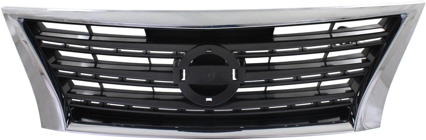 Front Grille Chrome Shell With Dark Gray Insert Direct Replacement Compatible With 2013-2015 Nissan Sentra NI1200253 623103RM0A