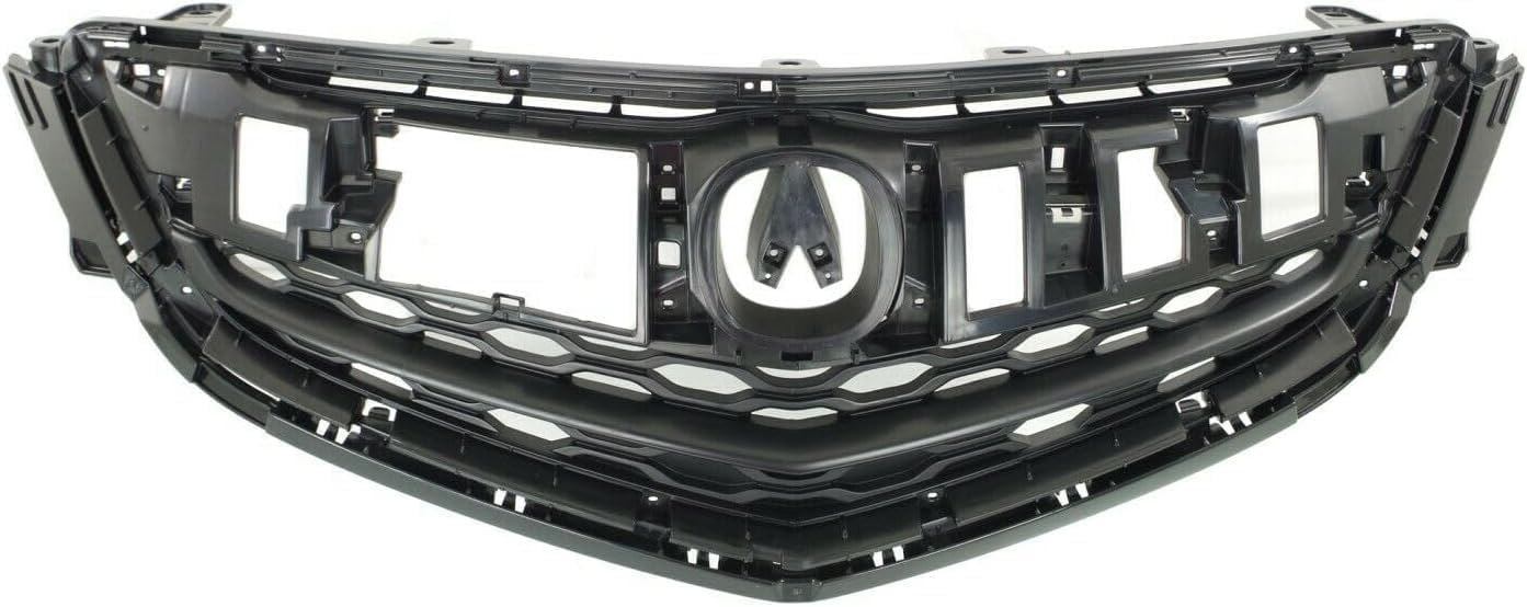 Front Grille Primed Shell & Insert + Upper And Surround Molding Chrome Direct Replacement Compatible With 2015-2017 Acura TLX AC1200124 AC1210118 AC1202106 75105TZ3A01 75125TZ3A01