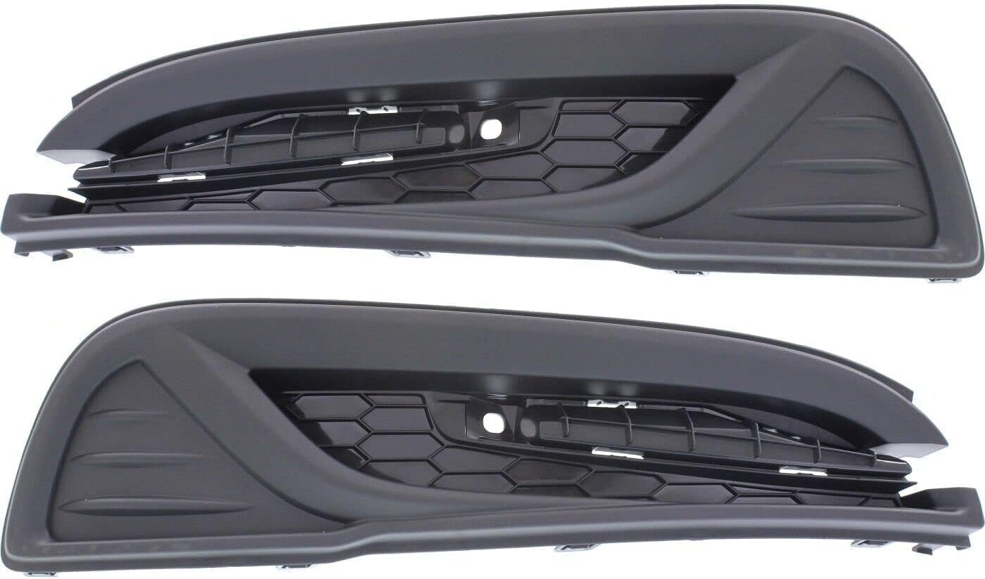 AUTOS PARTS PLUS Front Bumper Cover Primed + Lower Grille + Molding Chrome + Fog Light Cover Textured Right Passenger & Left Driver Side Direct Replacement Compatible With 2013-2015 Honda Civic