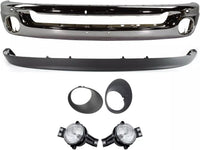 Front Bumper Face Bar Chrome Steel + Lower Valance Air Dam + Fog Lamps + Moldings Left & Right Side Direct Replacement Compatible With 2002-2008 Dodge Ram 1500/2003-2009 2500 3500