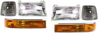 Front Head + Corner Light Left Driver & Right Passenger Side Direct Replacement Compatible With 1992-1997 Ford F-Series FO2503114 FO2502118 FO2550110 FO2551108 F2TZ13008A F2TZ13008B