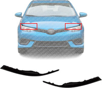 Set Of 2 Front Head Light Molding Primed Left Driver & Right Passenger Side Direct Replacement Compatible With 2017-2018 Toyota Corolla iM / 2016 Scion TO2511105 TO2510105 5318112060
