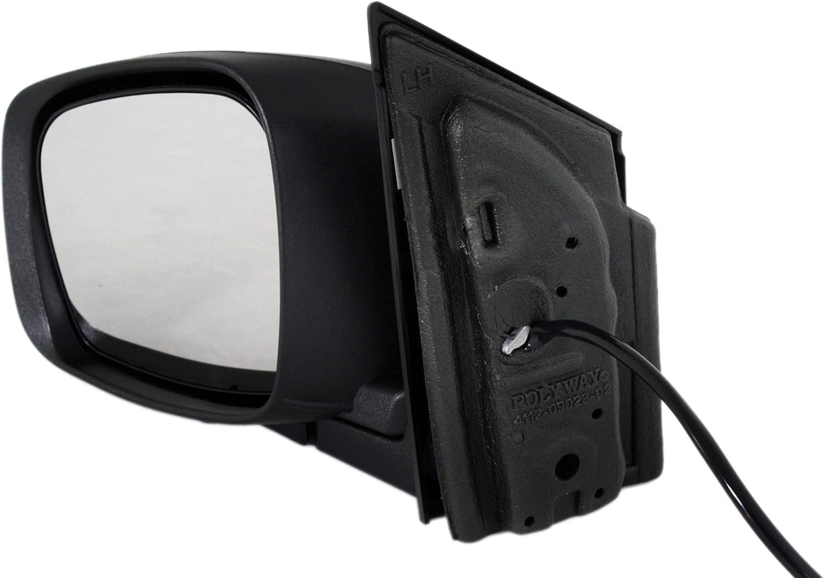 Front Power Mirror Manual Folding Heated Textured Left Driver Side Direct Replacement Compatible With 2008-2019 Dodge Grand Caravan / 2008-2016 Chrysler Town & Country CH1320291