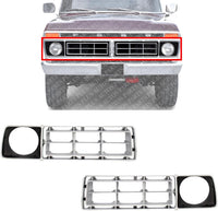 Set Of 2 Front Argent Grille Chrome Plastic Left Driver & Right Passenger Side Direct Replacement Compatible With 1976-1977 Ford F-Series FO1200106 FO1200107 D6TZ8150A D6TZ8151A ‎