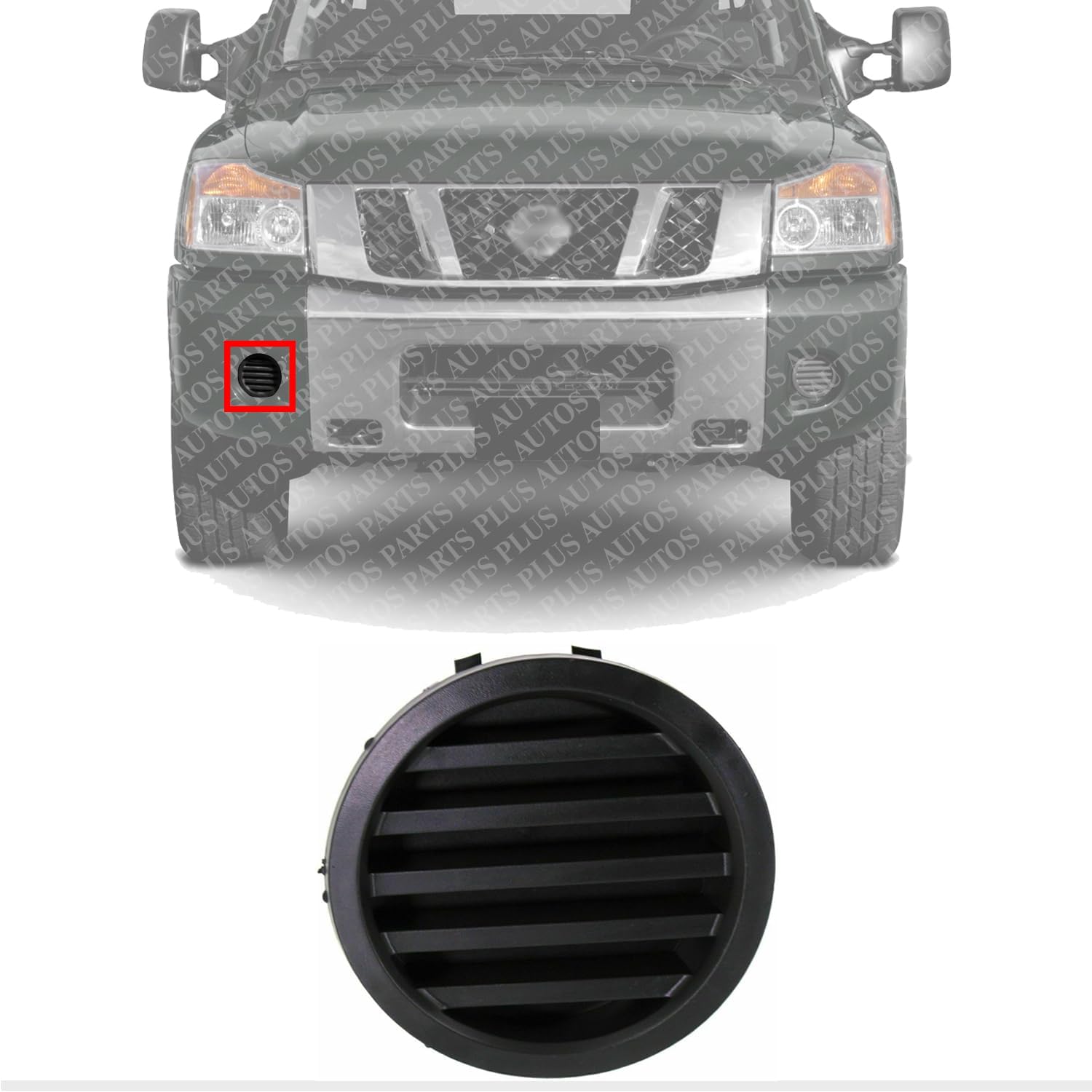 Front Fog Light Cover Right Passenger Side Direct Replacement Compatible With 2004-2015 Nissan Titan / 2005-2007 Nissan Armada NI1039108 622567S200