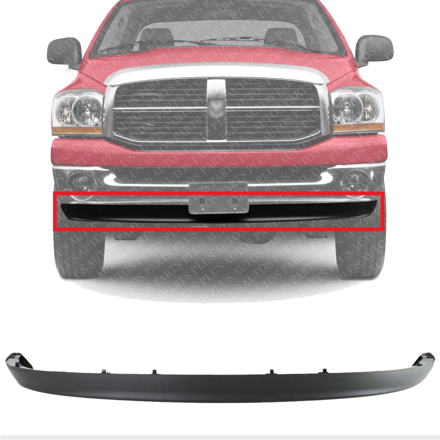 Front Bumper Lower Valance Air Deflector Dam Textured Direct Replacement Compatible With 2002-2008 Dodge Ram 1500/2003-2009 2500 3500 CH1090125 55077337AD 55077337AB