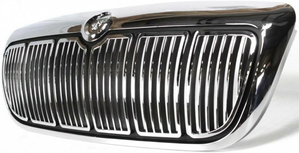 Front Header Panel Thermoplastic And Fiberglass + Grille Chrome Shell & Primed Insert Direct Replacement Compatible With 1998-2002 Mercury Grand Marquis FO1220214 FO1200353