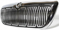Front Header Panel Thermoplastic And Fiberglass + Grille Chrome Shell & Primed Insert Direct Replacement Compatible With 1998-2002 Mercury Grand Marquis FO1220214 FO1200353