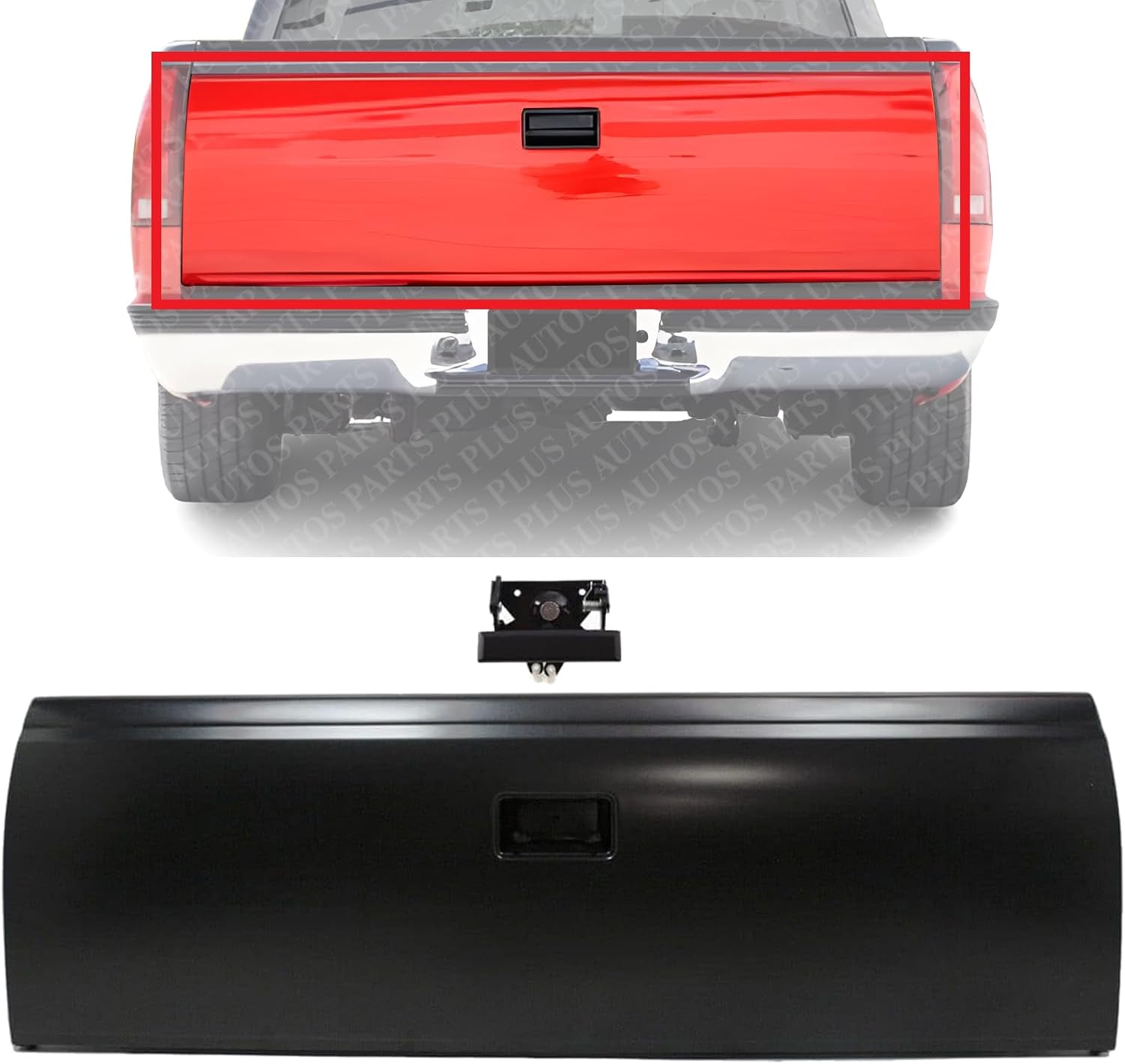 Tailgate Shell Steel Primed + Handle Plastic Direct Replacement for 1988-2000 Chevrolet/GMC C/K Series GM1900107 GM1915101 12540226 15991785