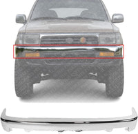 Front Bumper Face Bar Chrome Steel Direct Replacement Compatible With 1992-1995 Toyota 4Runner TO1002131 5210135170