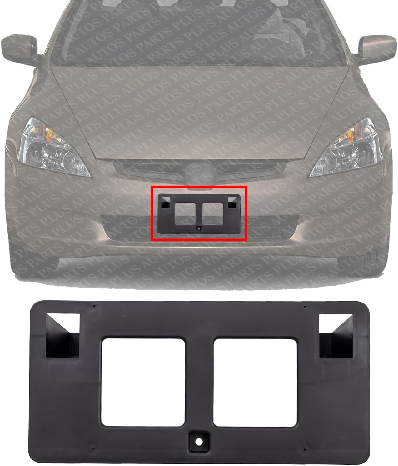 Front License Plate Bracket Plastic Direct Replacement Compatible with 2003-2005 Honda Accord HO1068118 71145SDAA00