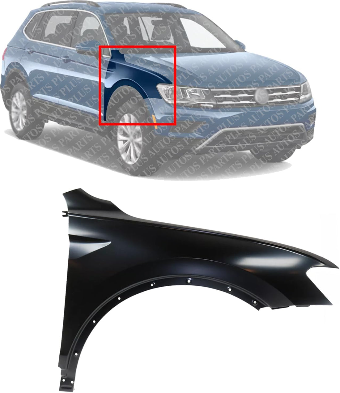 Front Fender Primed Steel Right Passenger Side Direct Replacement Compatible With 2018-2021 Volkswagen Tiguan VW1241150 5NA821106