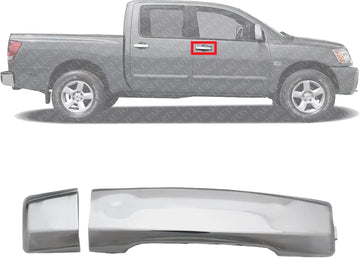 Front Exterior Door Handle + Cap Chrome Plastic Without Keyhole Right Passenger Side Direct Replacement Compatible with 2004-2018 Nissan Titan FDH010268 80646ZC00A