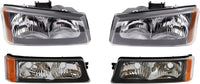 Front Bumper Primed Steel + Grille + Upper Cover + Lower Valance + Brackets + Headlights + Fog Lamps Left & Right Direct Replacement Compatible With 2003-2006 Chevrolet Silverado 1500