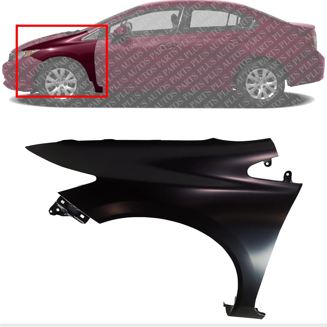 Front Fender Primed Steel Left Driver Side Direct Replacement Compatible With 2012-2015 Honda Civic HO1240181 60261TR6305ZZ