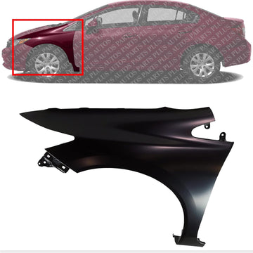 Front Fender Primed Steel Left Driver Side Direct Replacement Compatible With 2012-2015 Honda Civic HO1240181 60261TR6305ZZ