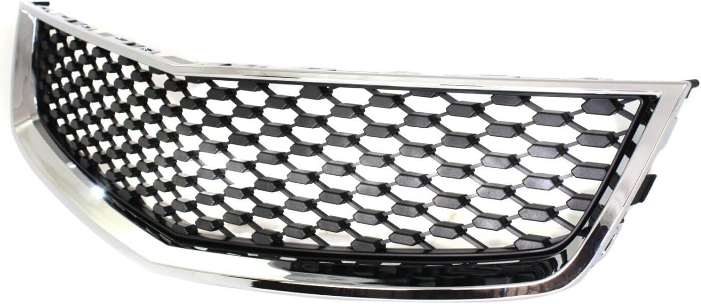 Front Bumper Grille Chrome Shell With Painted Black Insert Direct Replacement Compatible With 2010-2015 Chevrolet Equinox GM1200621 25798747