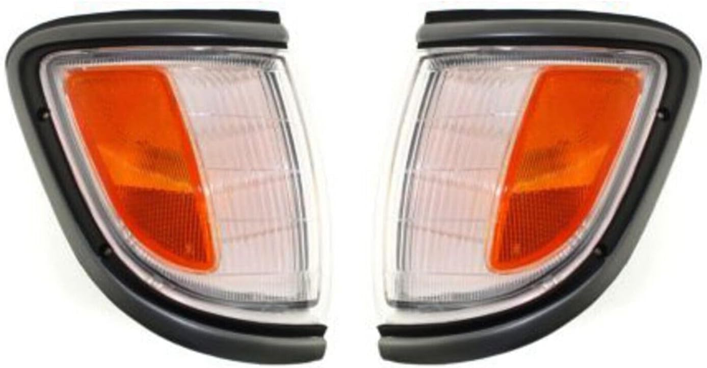 Set Of 2 Front Corner Light Assembly With Primed Trim Right Passenger & Left Driver Side Direct Replacement Compatible With 1995-1996 Toyota Tacoma TO2521141 TO2520141 8161004010