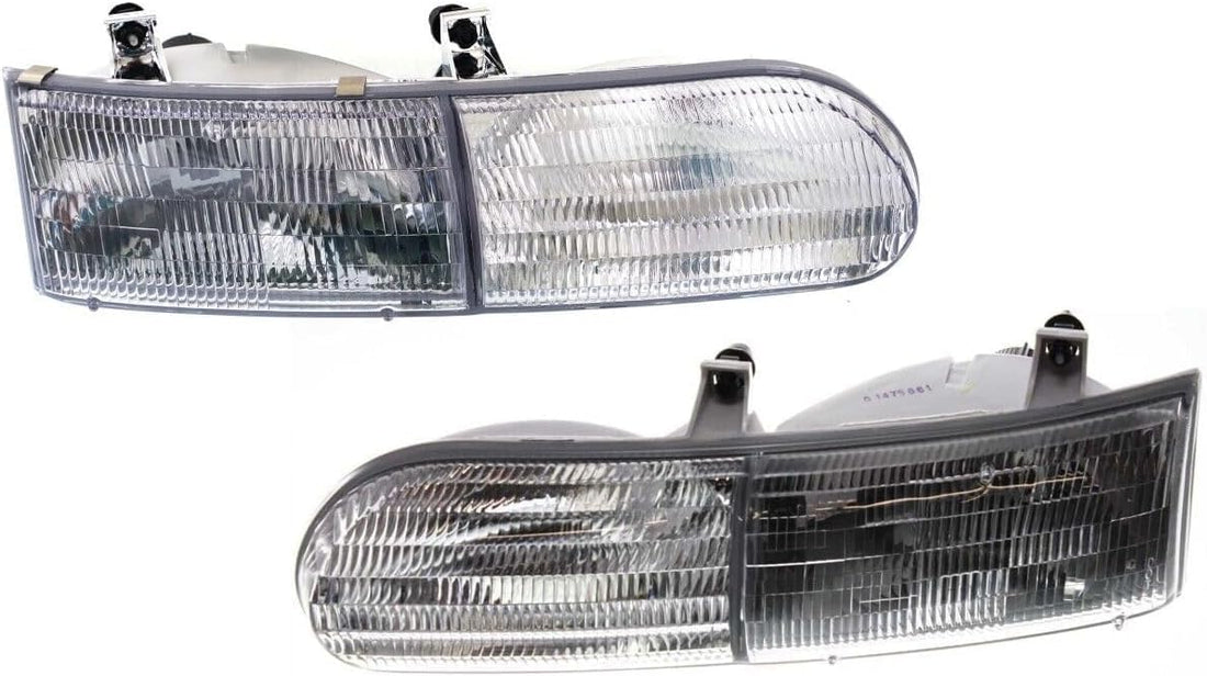 Set Of 2 Front Headlight Assembly Right Passenger & Left Driver Side Direct Replacement Compatible With 1992-1995 Ford Taurus FO2502117 FO2503111 F2DZ13008B F2DZ13008A