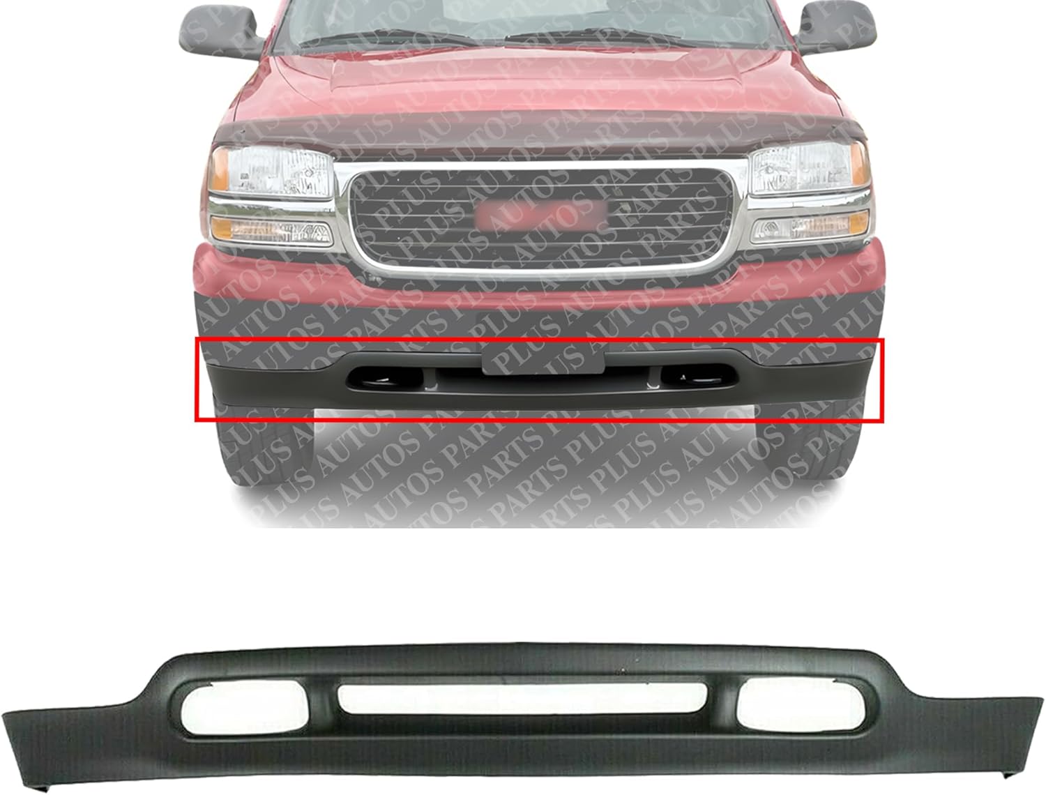 Front Bumper Lower Valance Air Deflector Primed with Tow hook Holes Direct Replacement Compatible With 1999-2002 GMC Sierra / 2001-2006 Yukon GM1092171 88980802