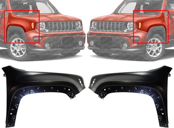 Set Of 2 Front Fender Primed Steel Left Driver & Right Passenger Side Direct Replacement Compatible With 2015-2023 Jeep Renegade CH1241284 CH1240284 68307086AA 68306752AA