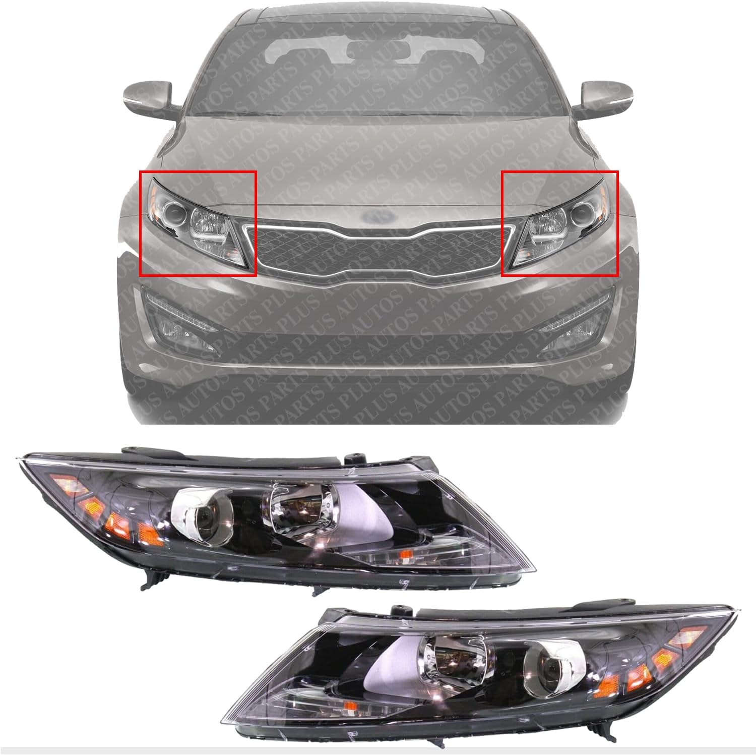 Set Of 2 Front Head LightAssembly Right Passenger & Left Driver Side Direct Replacement Compatible With 2012-2013 Kia Optima KI2503157 KI2502157 921024C000 921014C000